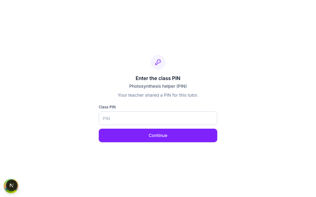Màn hình nhập mã PIN của lớp